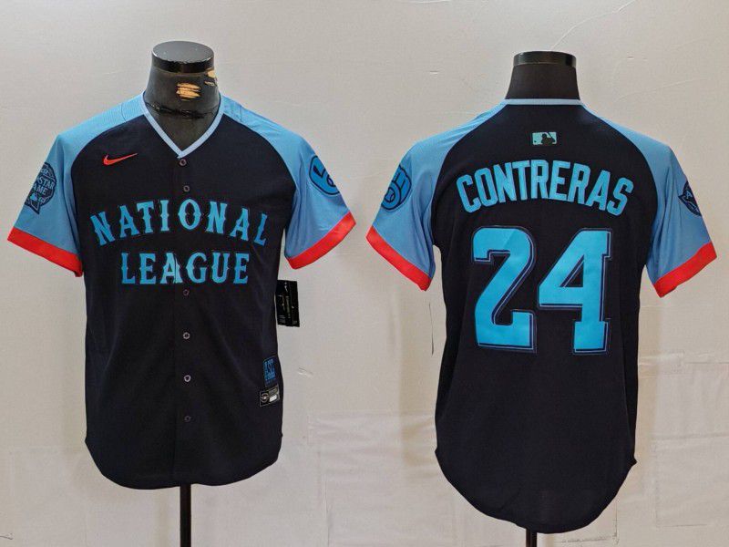Men Milwaukee Brewers #24 Contreras Blue All star 2024 Nike MLB Jersey style 4->youth mlb jersey->Youth Jersey